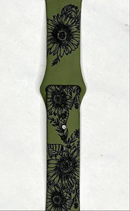 Sunflower Silicone Smart Watch Band Natural Engrave