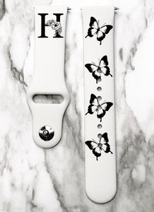 Butterflies Silicone Smart Watch Band Natural Engrave