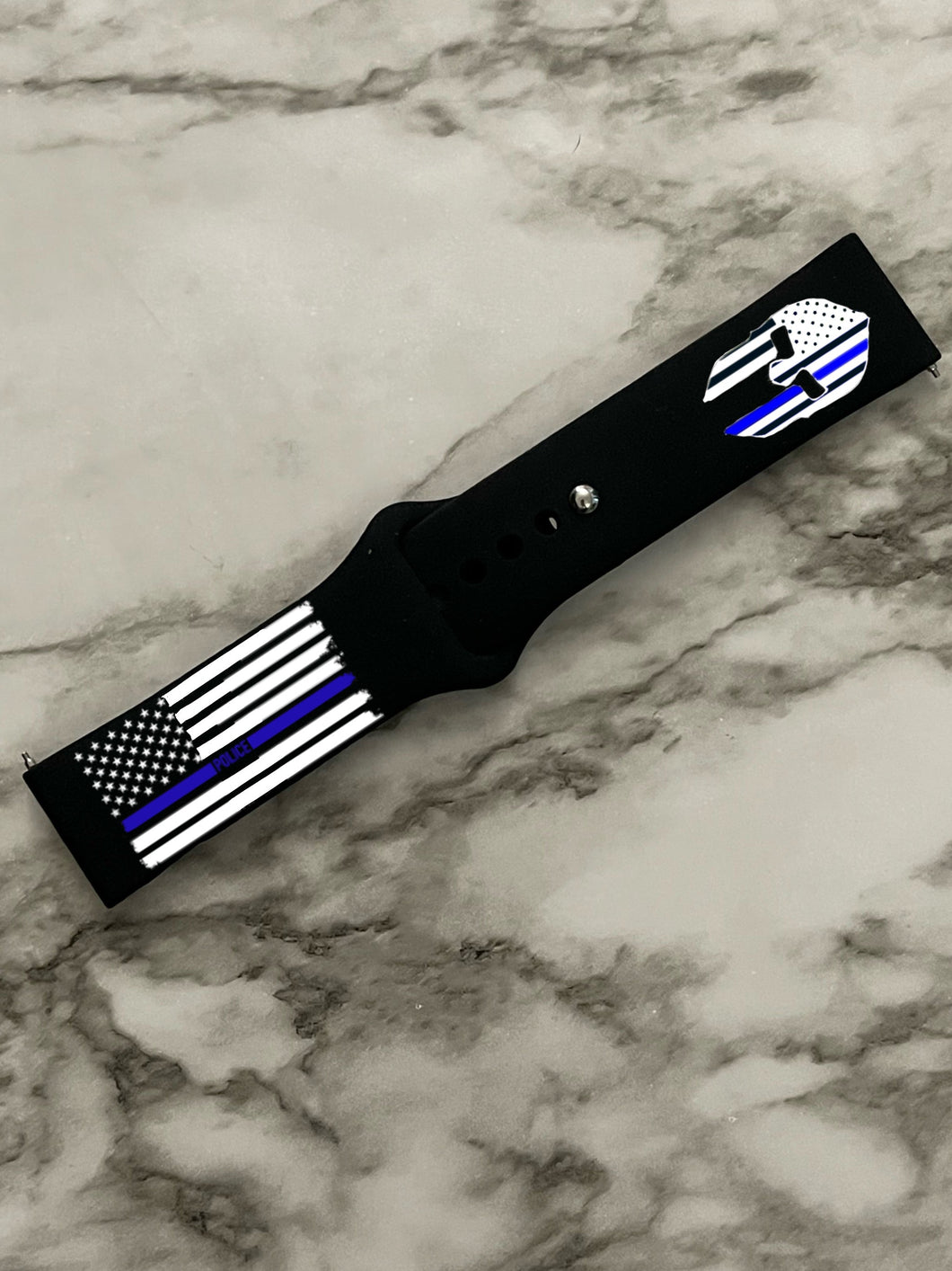 Police flag Silicone Smart Watch Band Natural Engrave